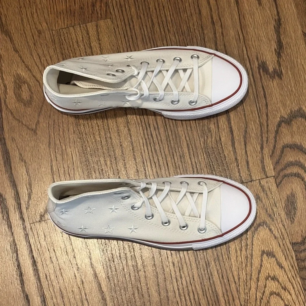 Converse Chuck Taylor All Star Vintage White Stars Lift Platform Shoes Women's 8